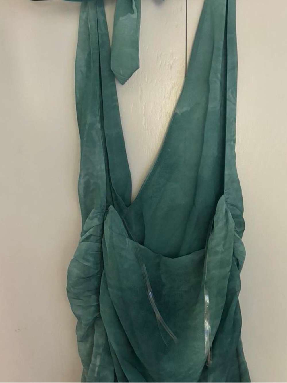 Peppermayo Teal Halter Mini Dress with Gold Accent - Picture 3 of 4